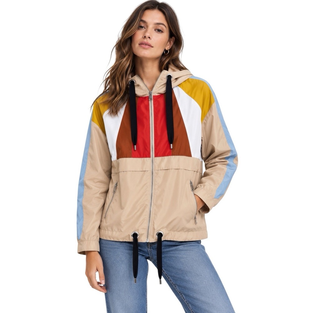 Maje Banela Colorblock Windbreaker Jacket US M FR 38 Hooded